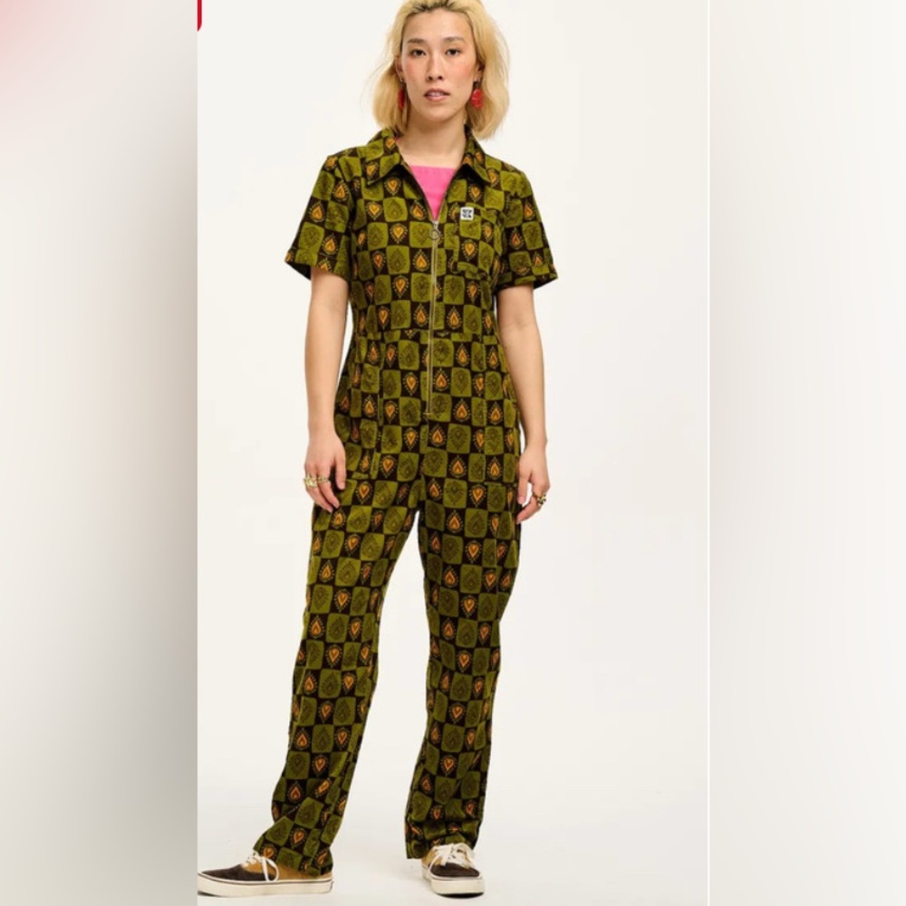 Lucy & Yak Green and Black Patterned Jumpsuit